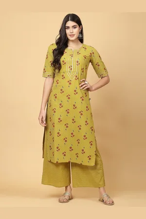 Floral Printed Regular Gotta Patti Pure Cotton Kurta With Palazzos