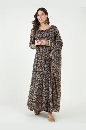 Paisley Printed Gotta Patti Anarkali Kurta with Dupatta
