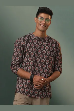 Geometric Printed Thread Work Short Kurta