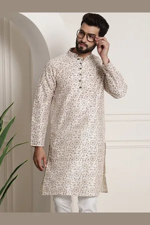 Floral Printed Mandarin Collar Straight Kurta