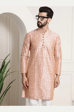 Floral Printed Mandarin Collar Long Sleeves Straight Kurta