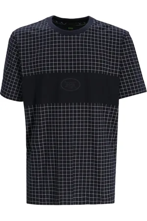 Men Crewneck Checked T-Shirt